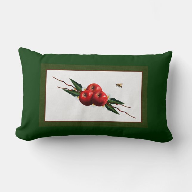 Waterverf rode appels kussen (Voorkant)