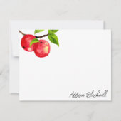 Waterverf Rode appels Persoonlijke lerarennaam Notitiekaartje (Voorkant)