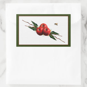 Waterverf rode appels rechthoekige sticker