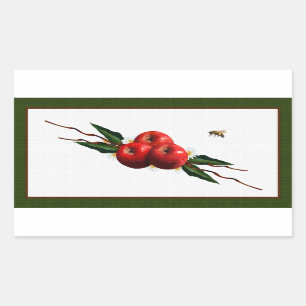 Waterverf rode appels rechthoekige sticker