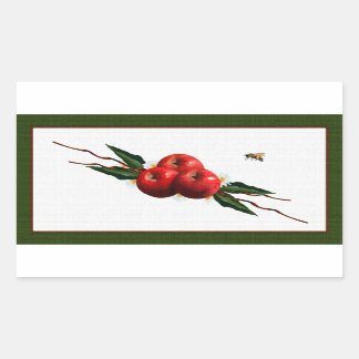 Waterverf rode appels rechthoekige sticker