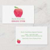 Waterverf Rode Apple-leraar leraar Visitekaartje (Voorkant / Achterkant)