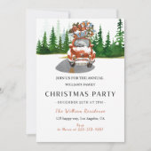 Waterverf Rode Auto & Cadeaus Kerstfeest Kaart (Voorkant)