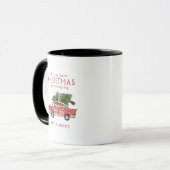 Waterverf Rode Auto | Favoriete Kerstmok Mok (Voorkant links)