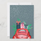Waterverf rode auto illustratie kerstfeest kaart (Achterkant)