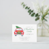 Waterverf Rode Auto Kerstboom Uitnodiging Kaart (Staand voorkant)