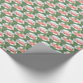 Waterverf rode auto met kerstboomgroen cadeaupapier (Hoek)