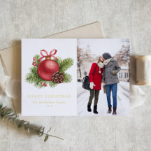 Waterverf Rode Bal Ornament Foto Kerst