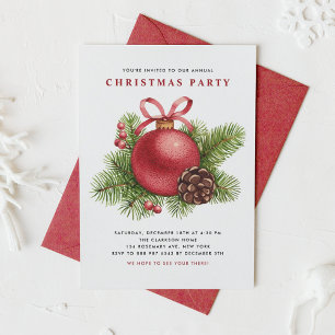 Waterverf Rode Bal Ornament Kerstfeest Kaart