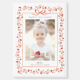 Waterverf Rode Berry Lijst Foto Kerstvakantie Magneet