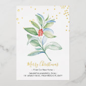 Waterverf Rode bessen en kerstavond Folie Feestdagenkaart (Voorkant)