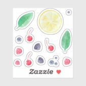 Waterverf rode bessen fruitset sticker (Vel)