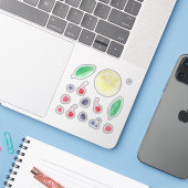 Waterverf rode bessen fruitset sticker (Laptop met iPhone)