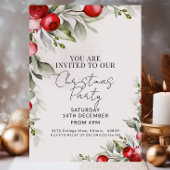 Waterverf rode bessen groen kerstfeest kaart