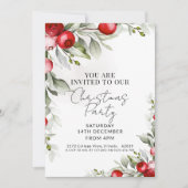 Waterverf rode bessen groen kerstfeest kaart (Voorkant)