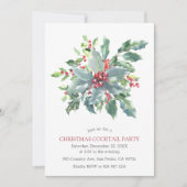 Waterverf rode bessen Holly kerstfeest Kaart (Voorkant)