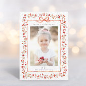 Waterverf rode bessen Lijst foto kerst Feestdagenkaart