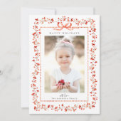 Waterverf rode bessen Lijst foto kerst Feestdagenkaart (Voorkant)