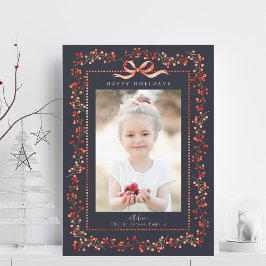 Waterverf rode bessen Lijst foto marine kerst Feestdagenkaart