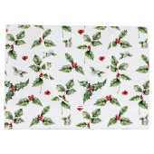 Waterverf Rode bessen, Mistletoe en Holly Leaves Groot Cadeauzakje (Achterkant)