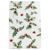 Waterverf Rode bessen, Mistletoe en Holly Leaves Medium Cadeauzakje (Achterkant)