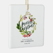 waterverf rode bessenbladeren met voor kerstmis keramisch ornament (Rechts)