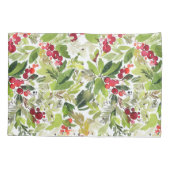waterverf rode bessenbladeren met  voor kerstmis kussensloop (Achterkant-Links)