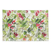 waterverf rode bessenbladeren met  voor kerstmis kussensloop (Achterkant-Rechts)