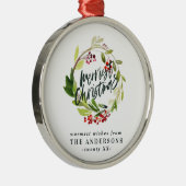 waterverf rode bessenbladeren met voor kerstmis metalen ornament (Rechts)