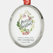 waterverf rode bessenbladeren met voor kerstmis metalen ornament (Links)