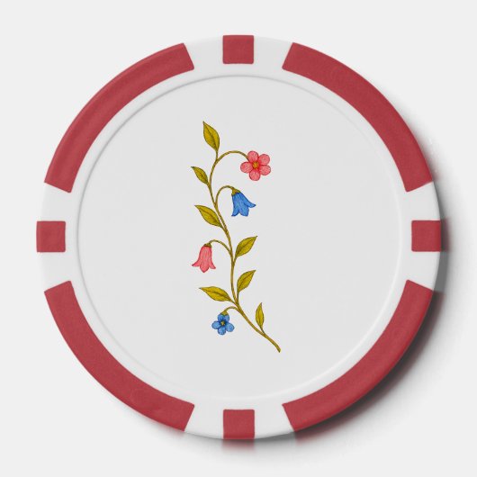 Waterverf rode blauwe bloemenwijnstok poker chips (Voorkant)