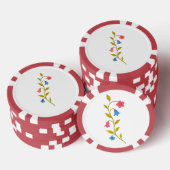 Waterverf rode blauwe bloemenwijnstok poker chips (Opstapeling)