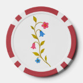 Waterverf rode blauwe bloemenwijnstok poker chips (Achterkant)