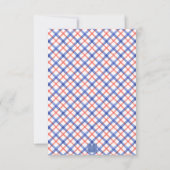 Waterverf Rode & Blauwe Plaid Kreeft Gepersonalise Bedankkaart (Achterkant)