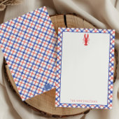 Waterverf Rode & Blauwe Plaid Kreeft Gepersonalise Bedankkaart