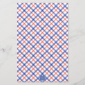 Waterverf Rode & Blauwe Plaid Kreeft Gepersonalise Briefpapier (Achterkant)