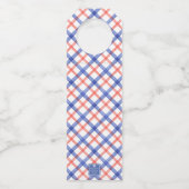 Waterverf Rode & Blauwe Plaid Kreeft Gepersonalise Flessenhanger (Achterkant)