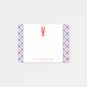 Waterverf Rode & Blauwe Plaid Kreeft Gepersonalise Post-it® Notes (Voorkant)