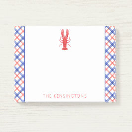 Waterverf Rode & Blauwe Plaid Kreeft Gepersonalise Post-it® Notes