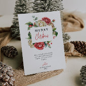 Waterverf Rode Bloembessen Chic Vrolijk Kerstfeest Feestdagenkaart