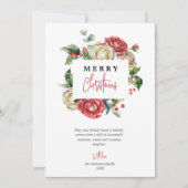 Waterverf Rode Bloembessen Chic Vrolijk Kerstfeest Feestdagenkaart (Voorkant)