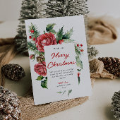 Waterverf Rode Bloembessen Vrolijk Kerstfeest Feestdagenkaart