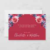 Waterverf Rode Bloemen Bruiloft Dank u kaart (Achterkant)