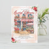 Waterverf Rode Bloemen Cafe Vrijgezellenfeest Kaart (Staand voorkant)