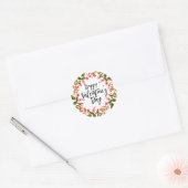 Waterverf Rode Bloemen en Groen Valentijn Ronde Sticker (Envelop)