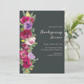 Waterverf Rode Bloemen geven Bedankt Diner Kaart (Staand voorkant)