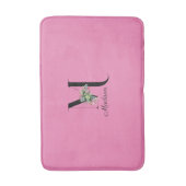 Waterverf rode bloemen monogram roze badmat (Voorkant Verticaal)