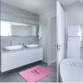 Waterverf rode bloemen monogram roze badmat