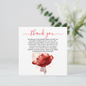 Waterverf Rode Bloemen Vrijgezellenfeest Dank u ka Bedankkaart (Staand voorkant)