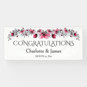 Waterverf Rode bloesems, huwelijk Spandoek (Horizontaal)